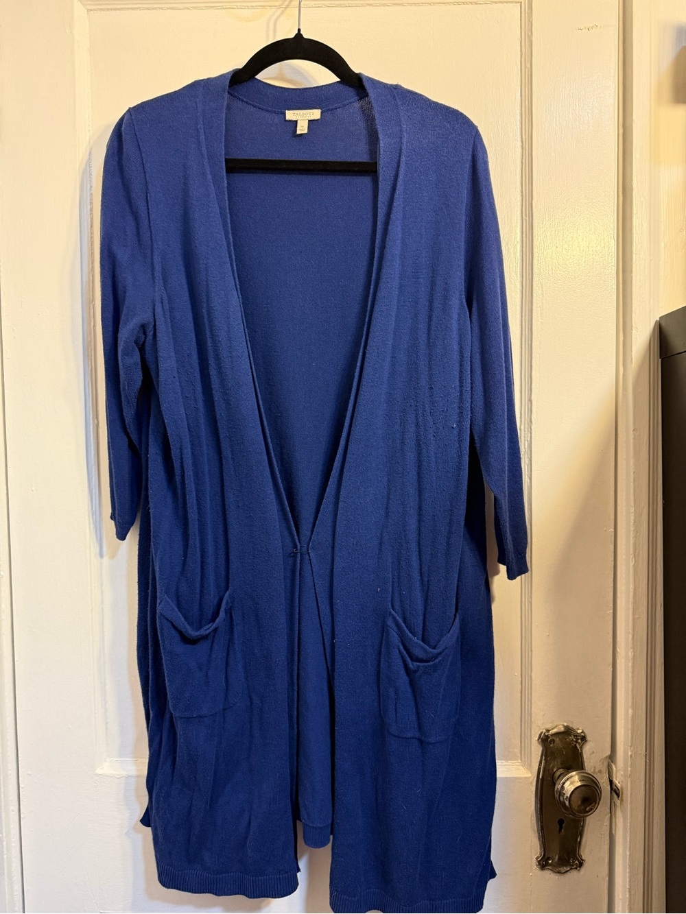 Talbots Royal Blue Open-Front Longline Cardigan